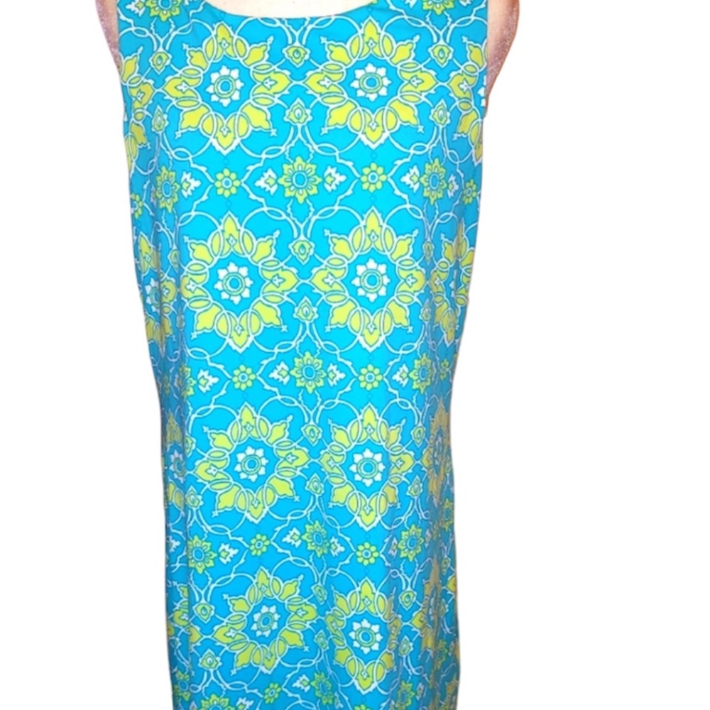 Charter Club Turquoise and Lime Floral Sheath Dress
